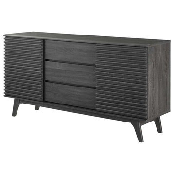 Media TV Stand Console Table, Rectangular, Wood, Dark Gray, Modern, Lounge