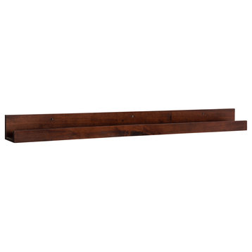 Levie Wooden Picture Ledge Wall Shelf, Walnut Brown 42