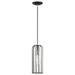 Livex Lighting - Glenbrook 1 Light Black With Brushed Nickel Accents Pendant - The stunning dimension of the Glenbrook single light pendant makes this contemporary design a modern home lighting choice. The open design of the black finish cage shade with brushed nickel finish accents allows an easy flow of light to shine over a kitchen setting.
