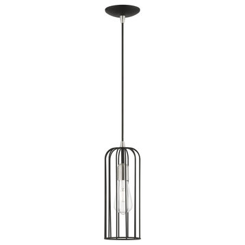 Glenbrook 1 Light Black With Brushed Nickel Accents Pendant