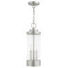 Livex Lighting Hillcrest 3 Light Brushed Nickel Large Outdoor Pendant Lantern