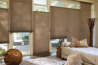 Example of a trendy living room design in Houston