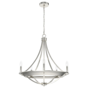 24" Perch Point Brushed Nickel 5 Light Chandelier Ceiling