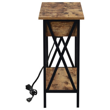 Tucson Flip Top End Table With Charging Station And Shelf
