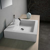 Vesna White 1 Hole Ceramic Wall or Counter Rectangular Sink Lavatory Washbasin