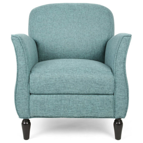 GDF Studio Crew Traditional Tweed Armchair, Teal Tweed/Dark Brown