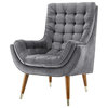 Modern Contemporary Tufted Accent Chair, Velvet Gray