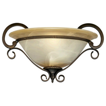 Meridian 1-Light Wall Sconce, Golden Bronze With Antique Marbled Glass