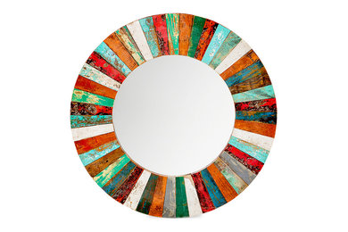 Compass Rose Reclaimed Wood Mirror