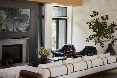 Example of a minimalist family room design in Philadelphia