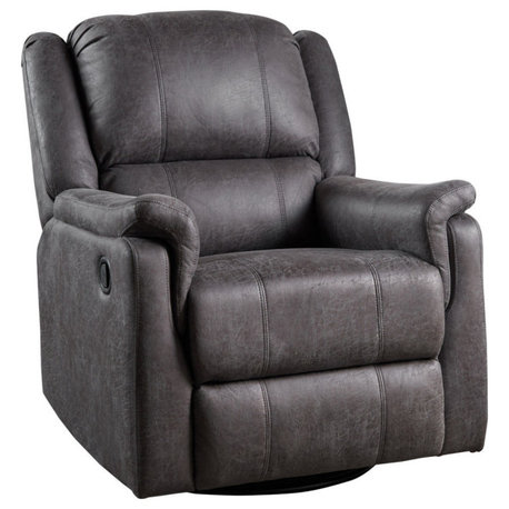 GDF Studio Jemma Tufted Slate Microfiber Swivel Gliding Recliner