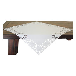 Xia Home Fashions - Daisy Garden Embroidered Cutwork Spring Table Topper, 34"x34" - Tablecloths