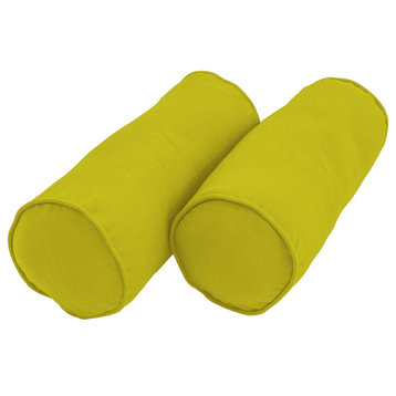 20"X8" Double-Corded Solid Twill Bolster Pillows, Set of 2, Mojito Lime