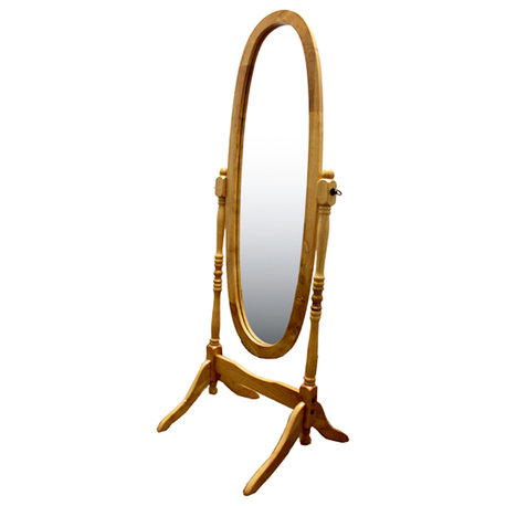 Natural Wooden Cheval Floor Mirror