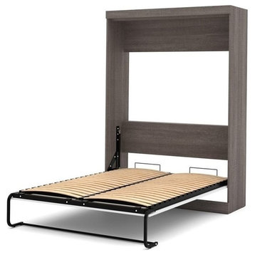 Bestar Nebula 59W Transitional Wood/Metal Full Wall Bed in Bark Gray and White