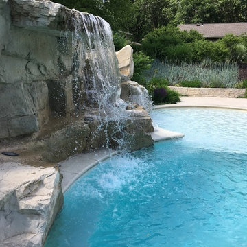 Cedar Rapids, Iowa - Custom Concrete Swimming Pool with Rock Waterfall Feature