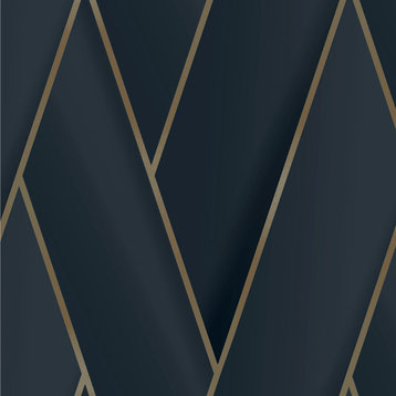Manfred Navy Modern Herringbone Wallpaper, Bolt
