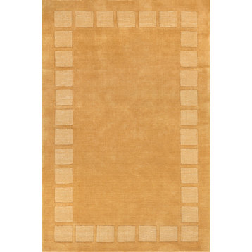 Arvin Olano Petra High-Low Wool-Blend Area Rug, Golden Butter 5' x 8'