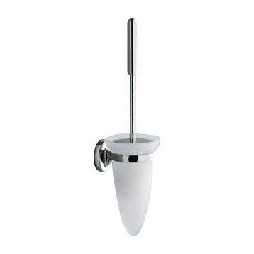 Wall Mounted Cone Shaped Frosted Glass Toilet Brush Holder