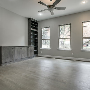 Media Room with Custom Gray Oak Cabinetry by StarMark