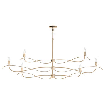 Willow 6-Light Large Chandelier, Soft Gold Finish, Standard Overall Height
