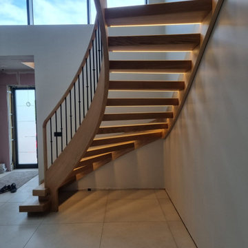 Open Tread Oak & Wrought Iron Stairs