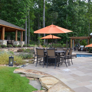 Western Red Cedar Pool Pavilion and Fireplace