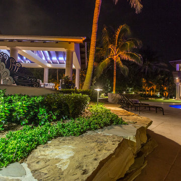 Ocean front landscape lighting, FL estate