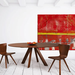 Eden Round Maple Dining Table with Smooth Top in Walnut Finish Wood - Products
