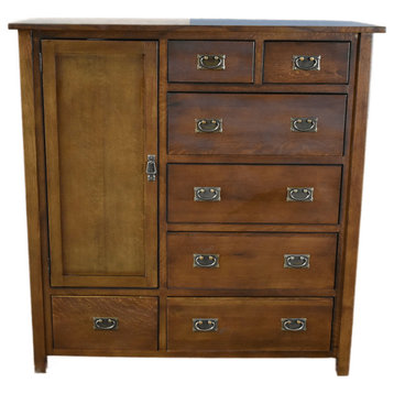 Mission Style Solid Oak Chest of Drawers, Walnut