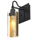 Besa Lighting - Besa Lighting 1WG-DUKEGF-BK Duke - One Light Wall Sconce - The Duke Copper Sconce is a transitional design coDuke One Light Wall  Gold Foil Glass *UL Approved: YES Energy Star Qualified: n/a ADA Certified: n/a  *Number of Lights: Lamp: 1-*Wattage:60w T10 Medium Base bulb(s) *Bulb Included:No *Bulb Type:T10 Medium Base *Finish Type:Black