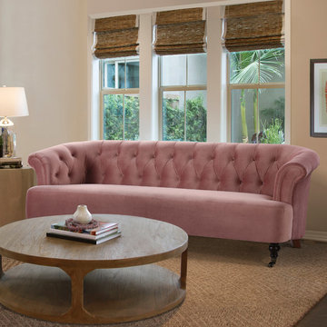 Maxine Tufted Rolled Arm Sofa, Ash Rose