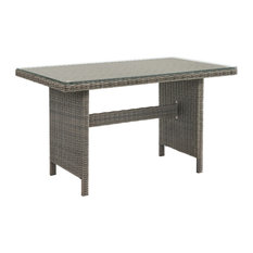 Asti All-Weather Wicker Outdoor 30"H Dining Table, Glass Top