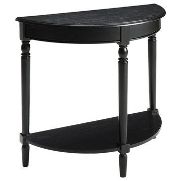 French Country Half-Round Entryway Table With Shelf