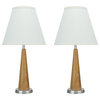 40095, 2-Pack Set, 21 1/2" High Wood Table Lamp, Brown Wood & Pewter Finish Base