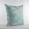 Azure Garden Cherry Blossoms Luxury Throw Pillow, Double Sided 24"x24"