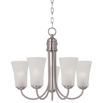 Maxim Logan Satin Nickel Frosted Glass Up Chandelier