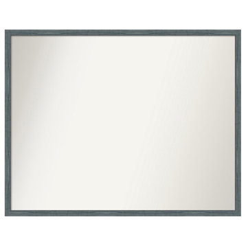 Dixie Blue Grey Rustic Narrow Non-Beveled Wood Wall Mirror 29x23 in.