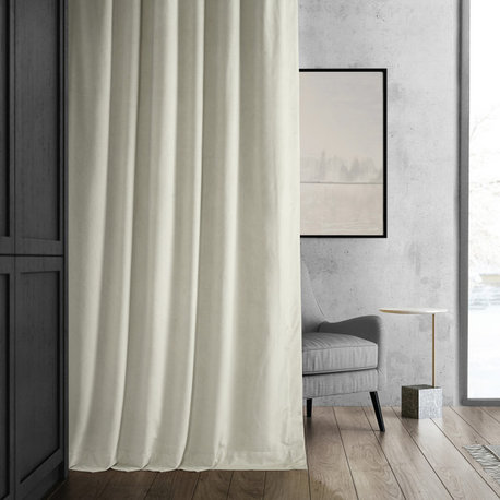 Signature Off White Blackout Velvet Curtain Single Panel, 50"x108"