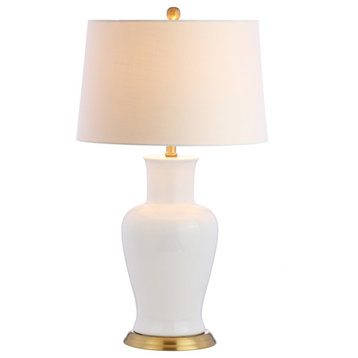 Julian 29" Ceramic Table Lamp, White/Gold