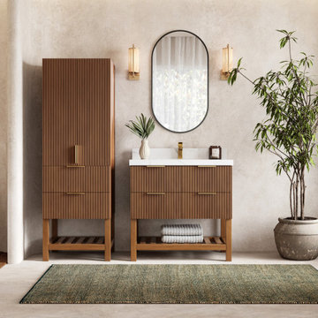 Catalina Teak 36 in. W x 22 in. D Center Sink Bathroom Vanity | Dark Natural Tea