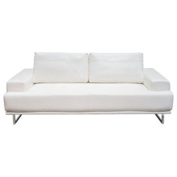 Russo Sofa With Adjustable Seat Backs, White Air Leather