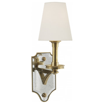 Verona Mirrored Wall Sconce, 1-Light, Hand-Rubbed Antique Brass, 15.75"H