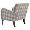 Upholstered Amchair With Plaid Pattern Set of 2, Tan
