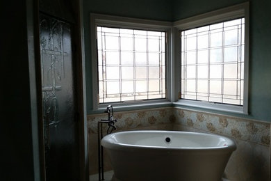 Large arts and crafts home design photo in Kansas City