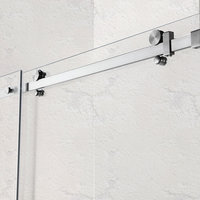 WoodBridge 56-60"Wx76"H Frameless Sliding Shower Door, Brushed Nickel