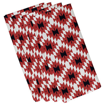 Jodhpur Kilim 2, Geometric Print Napkin, Coral, Set of 4