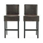 GDF Studio Seigel Brown Bonded Leather Counter Stools, Set of 2