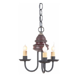 Handmade In USA - Large Wrought Iron and Punched Tin Bar Island Light, Plantation Red - Kitchen Island Lighting