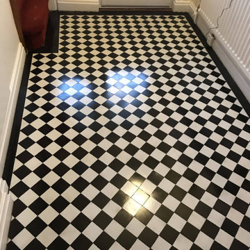 Chequered Victorian Tiled Hallway Floor Refurbished in Stoke-on-Trent